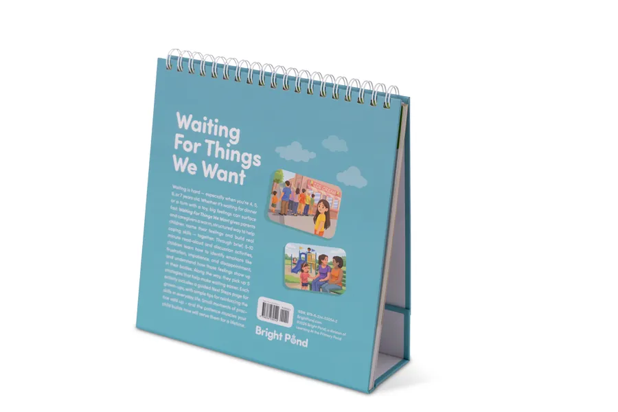 Back cover of the Waiting For Things We Want activity book, product photography