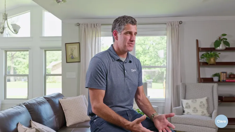 Claro cofounder explaining their mold remediation process in a bright living room, brand explainer video — click to play