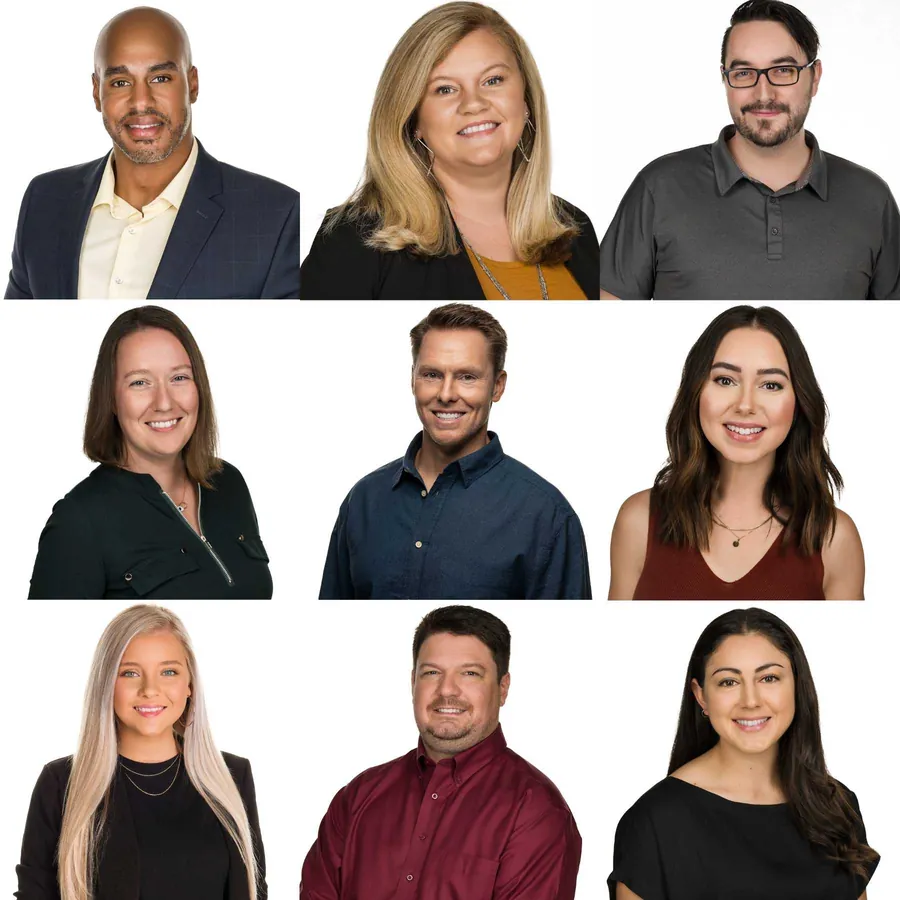 Grid of nine team headshots with a consistent look against a white background